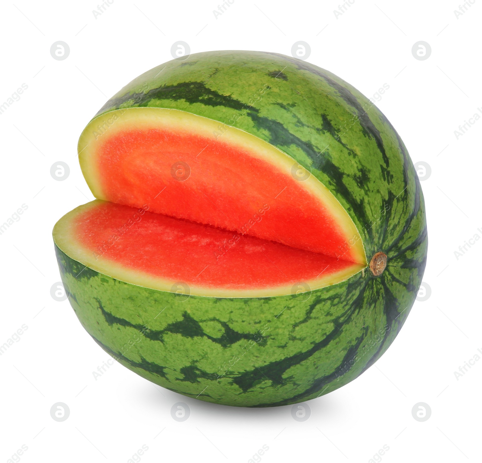 Photo of Delicious cut ripe watermelon isolated on white