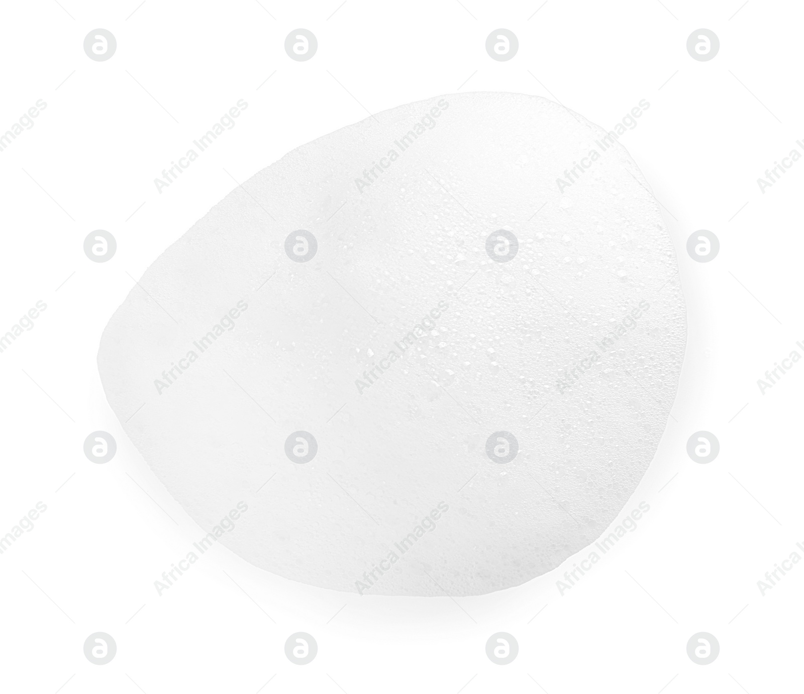 Photo of Foam with bubbles isolated on white, top view