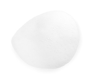 Photo of Foam with bubbles isolated on white, top view