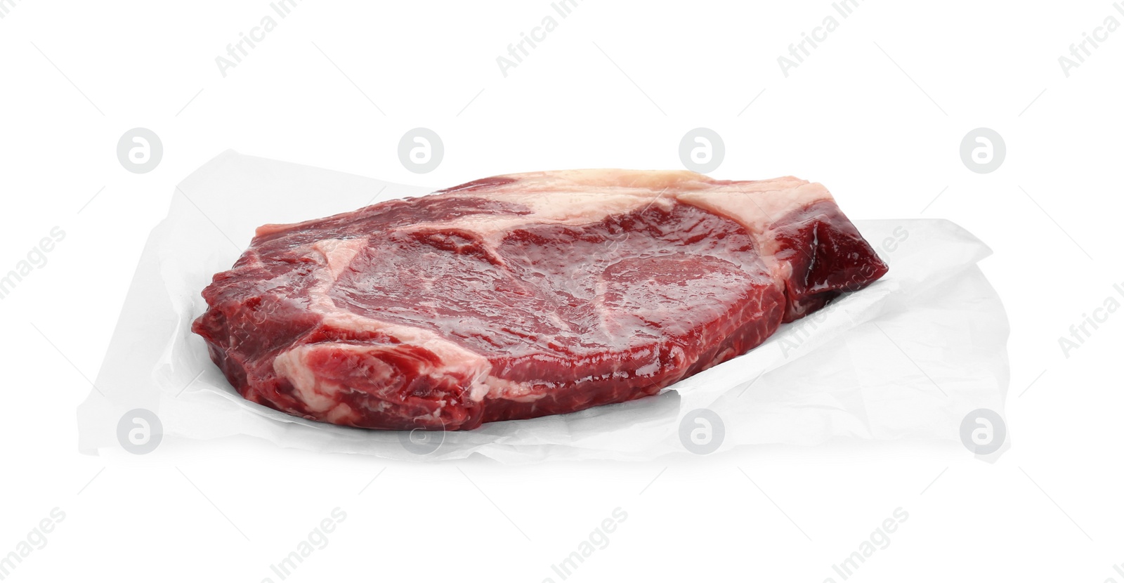 Photo of Piece of fresh beef meat isolated on white