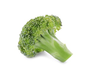 Photo of Fresh green broccoli on white background. Organic food