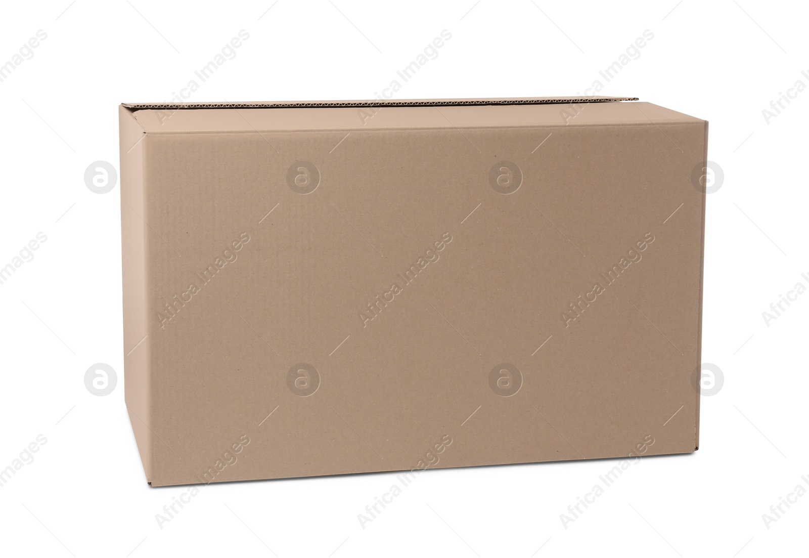 Photo of One closed cardboard box isolated on white