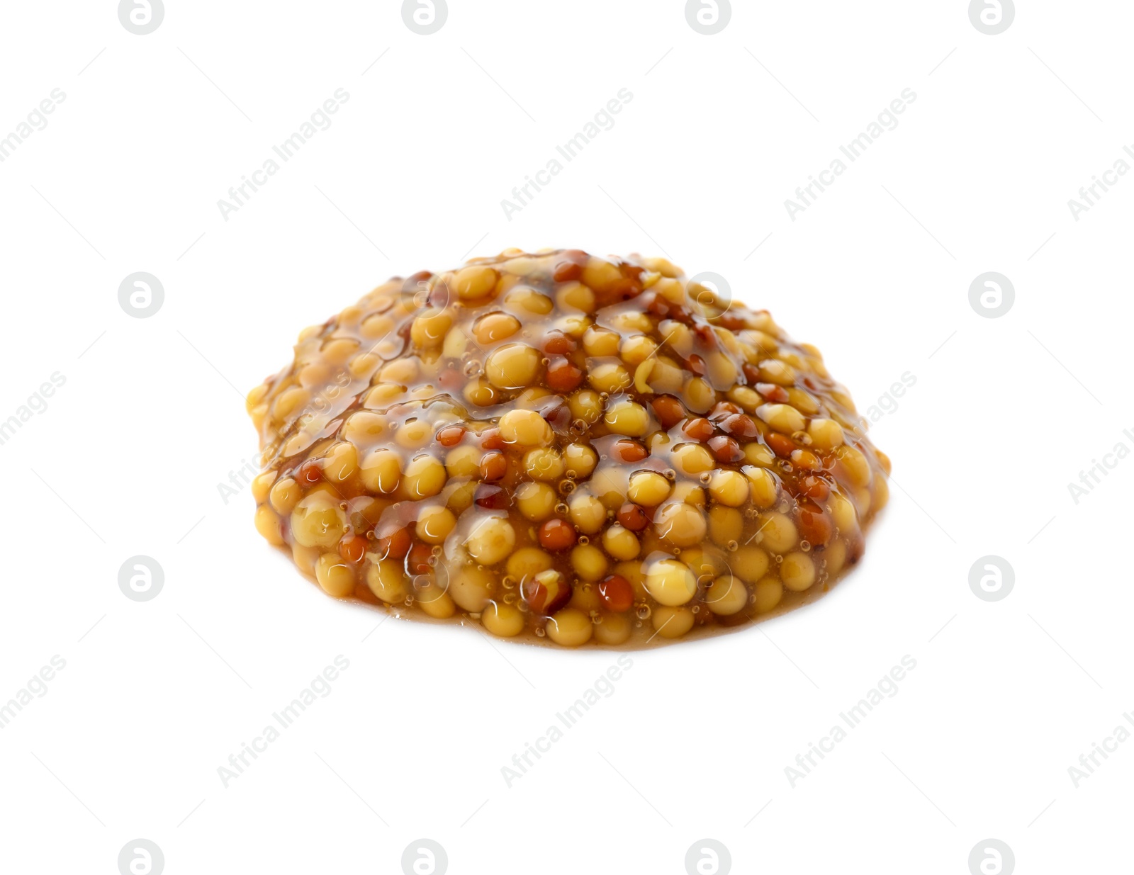 Photo of Fresh whole grain mustard isolated on white