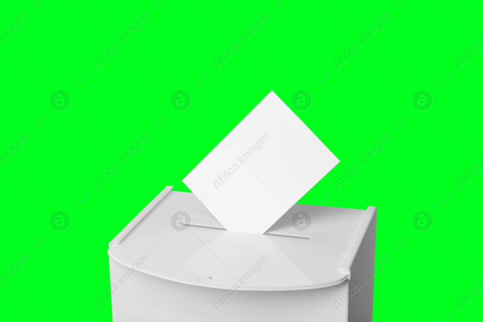 Image of Ballot box with vote on green background. Election time