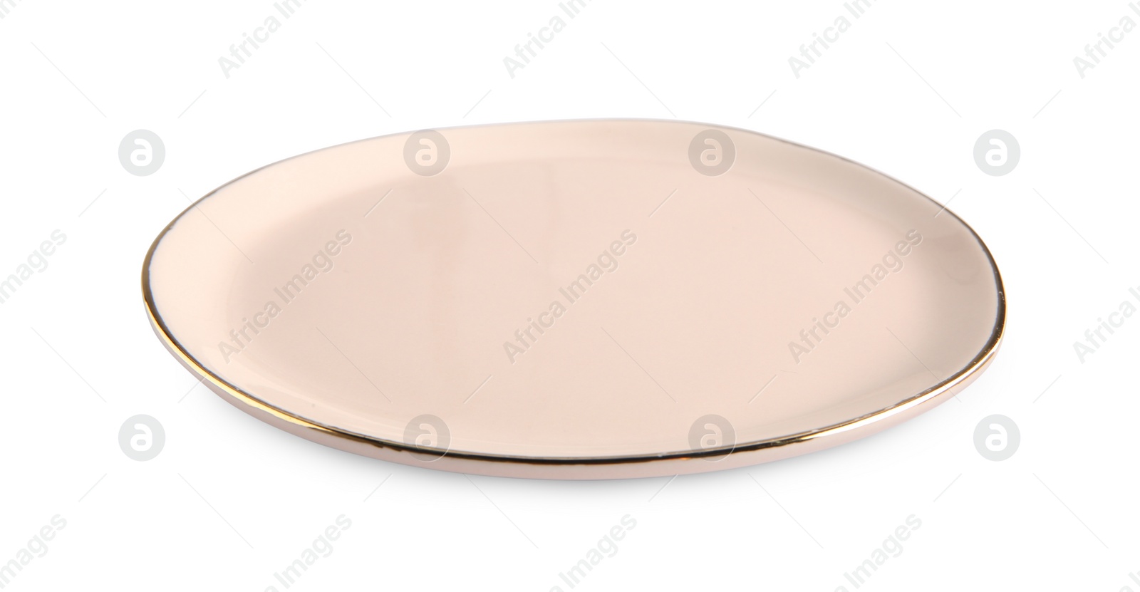 Photo of Beautiful ceramic plate isolated on white. Cooking utensil