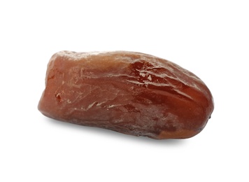 Photo of Sweet date on white background. Dried fruit as healthy snack