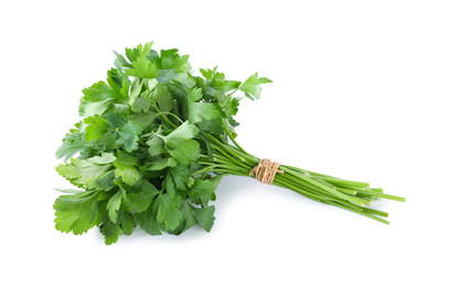 Photo of Bunch of fresh green parsley isolated on white