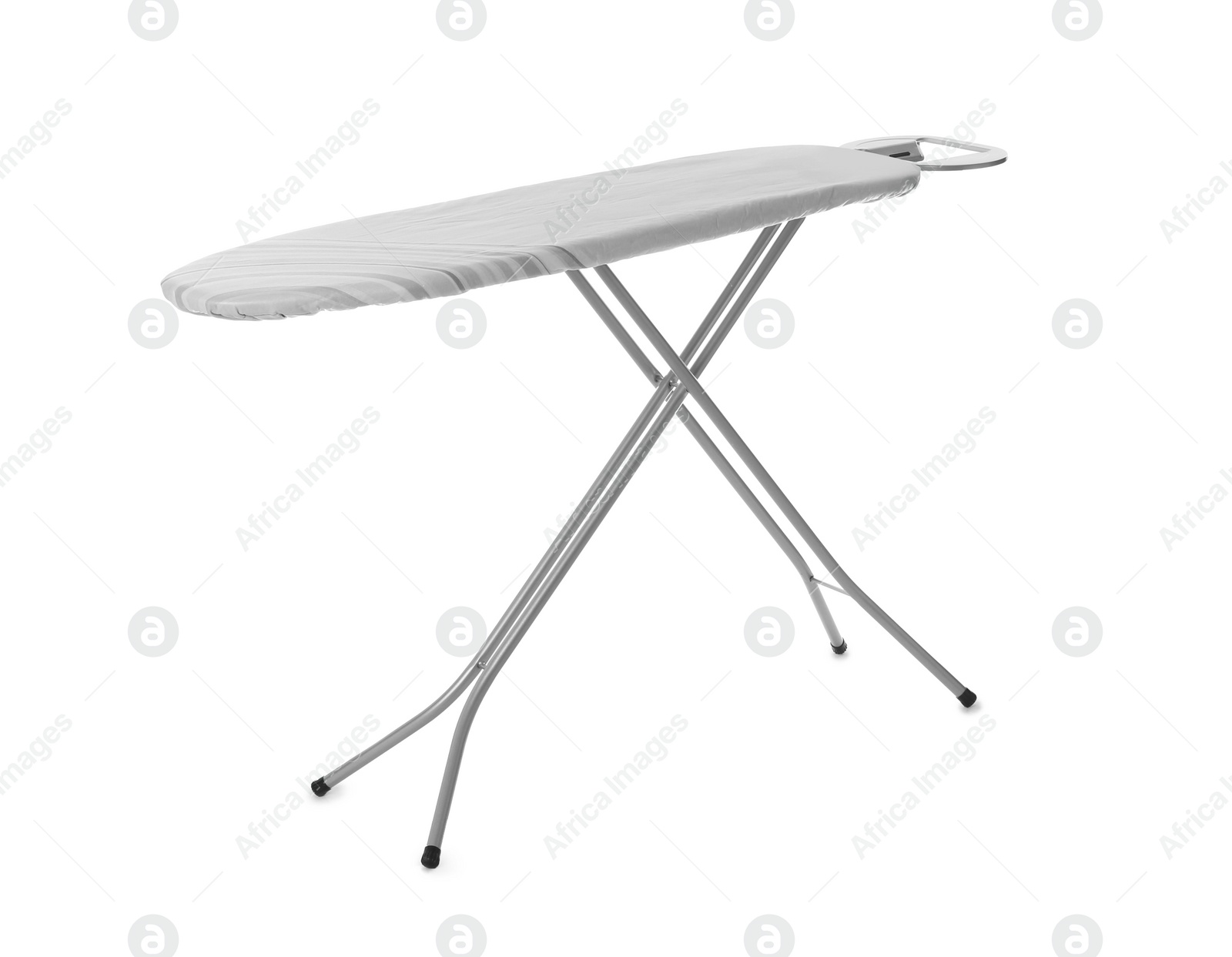 Photo of Modern empty ironing board on white background