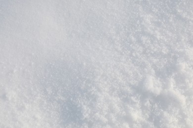 Clear white snow as background, closeup. Winter season