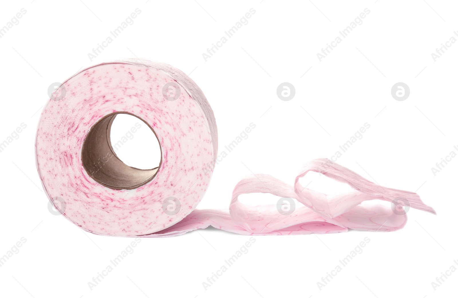 Photo of Color toilet paper roll on white background