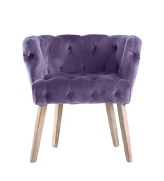 One comfortable purple armchair isolated on white