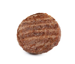 Photo of Tasty grilled hamburger patty isolated on white