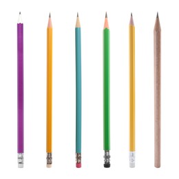 Different graphite pencils isolated on white, set