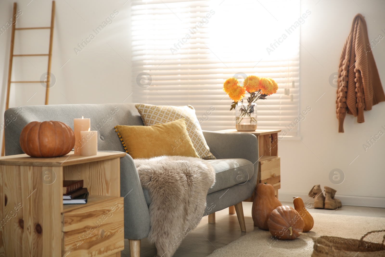 Photo of Cozy living room interior inspired by autumn colors