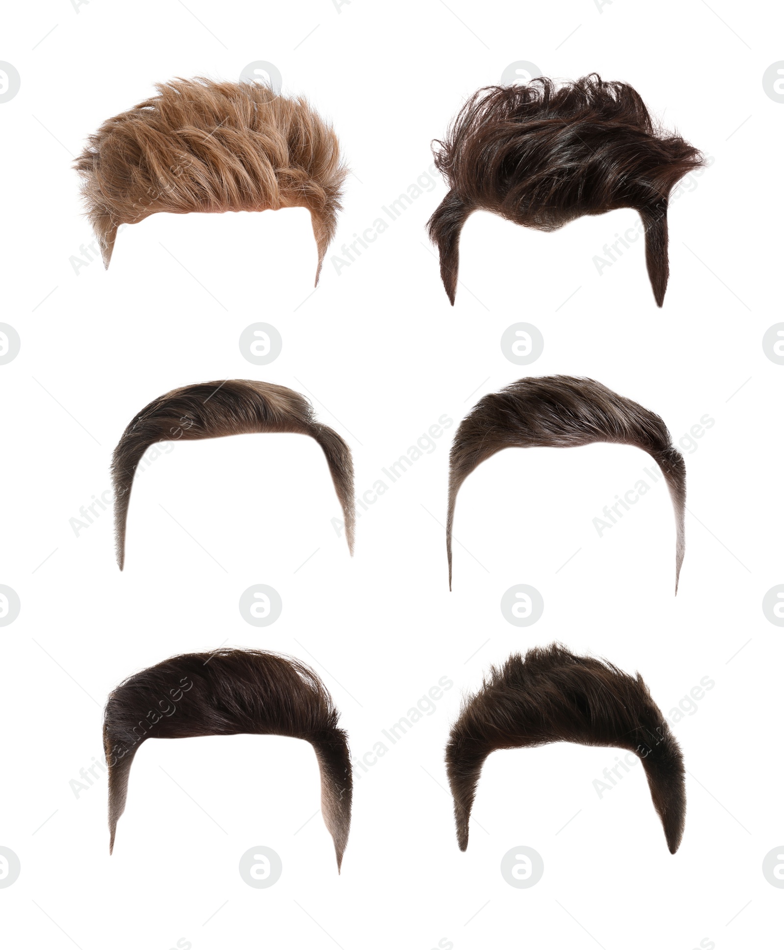 Image of Fashionable men's hairstyles isolated on white, collage. Images for design