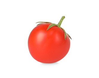 Photo of One ripe cherry tomato isolated on white