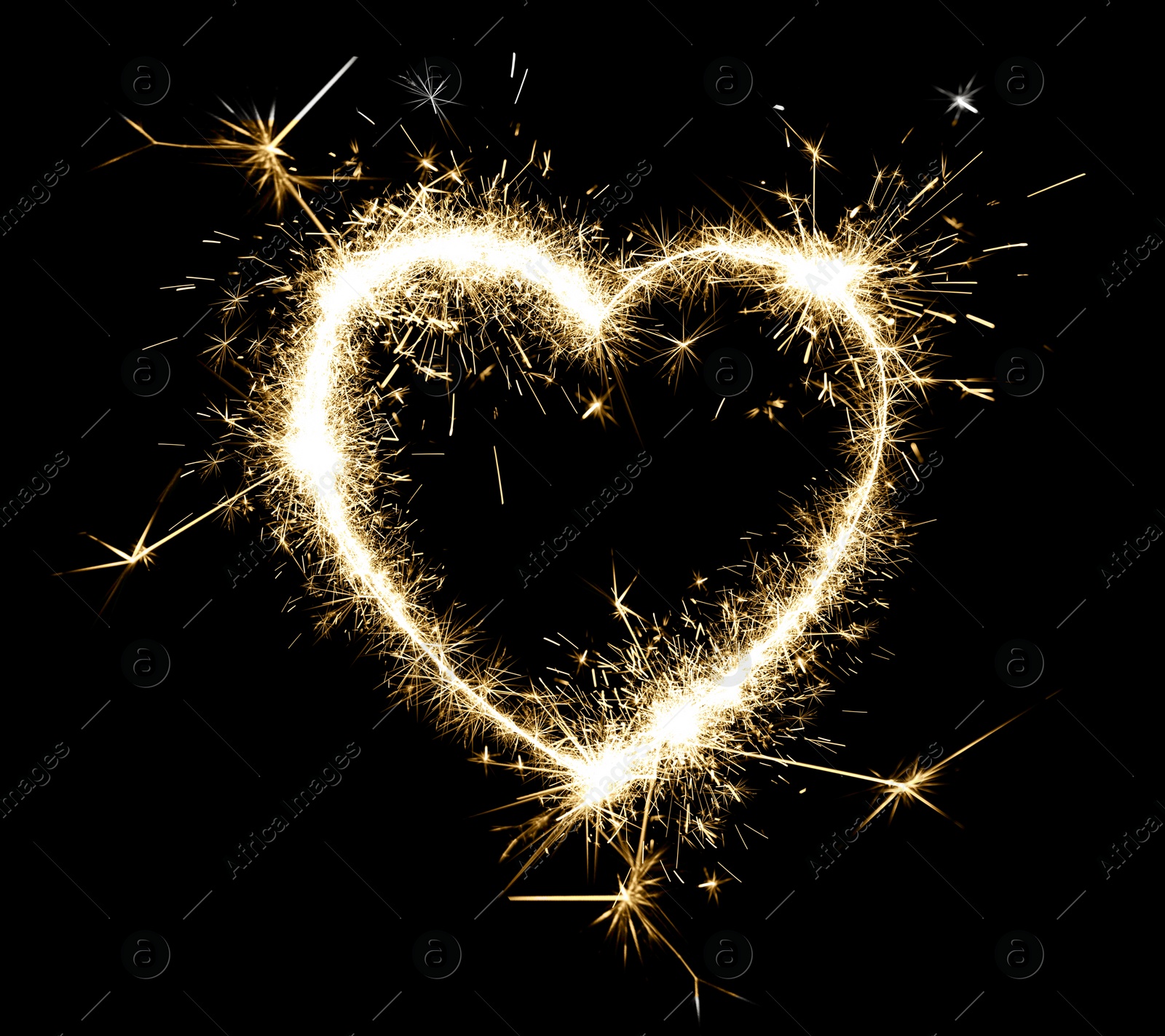 Image of Bright sparkling heart contour on black background 