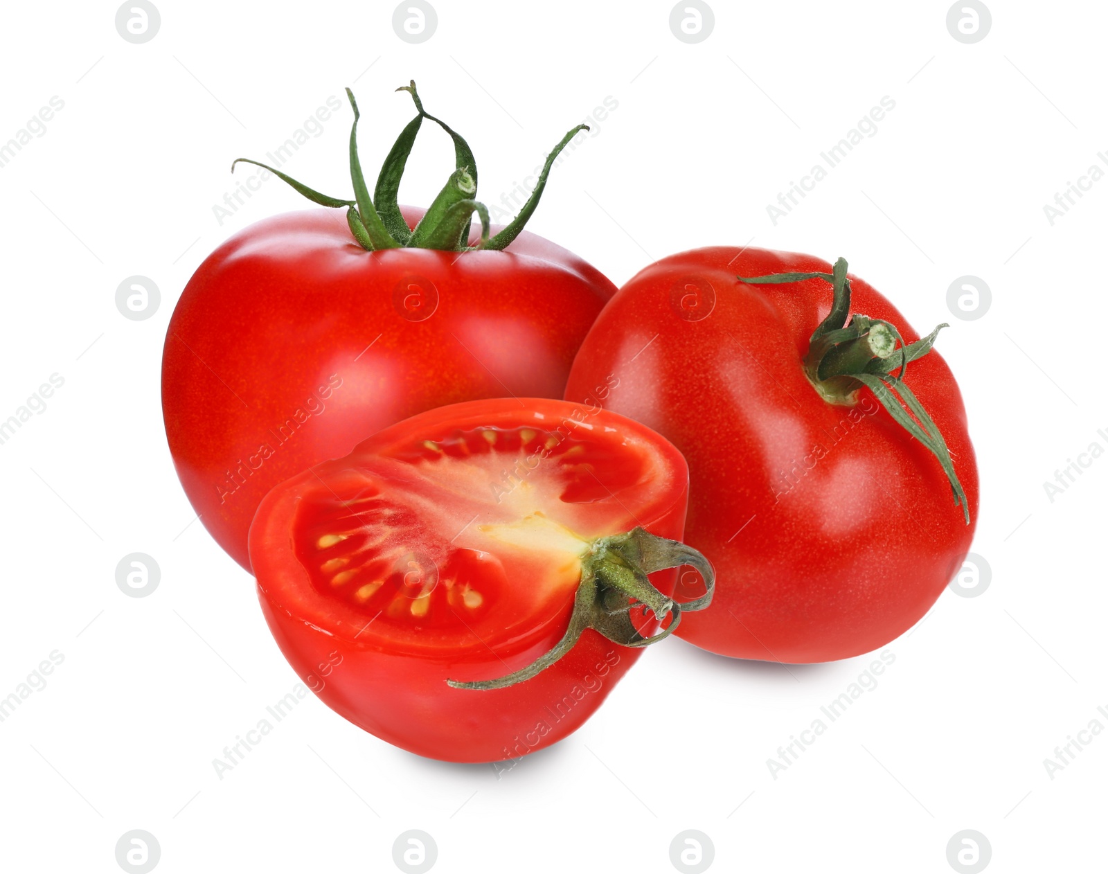 Image of Fresh ripe red tomatoes on white background