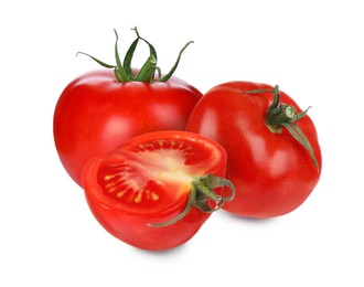 Image of Fresh ripe red tomatoes on white background