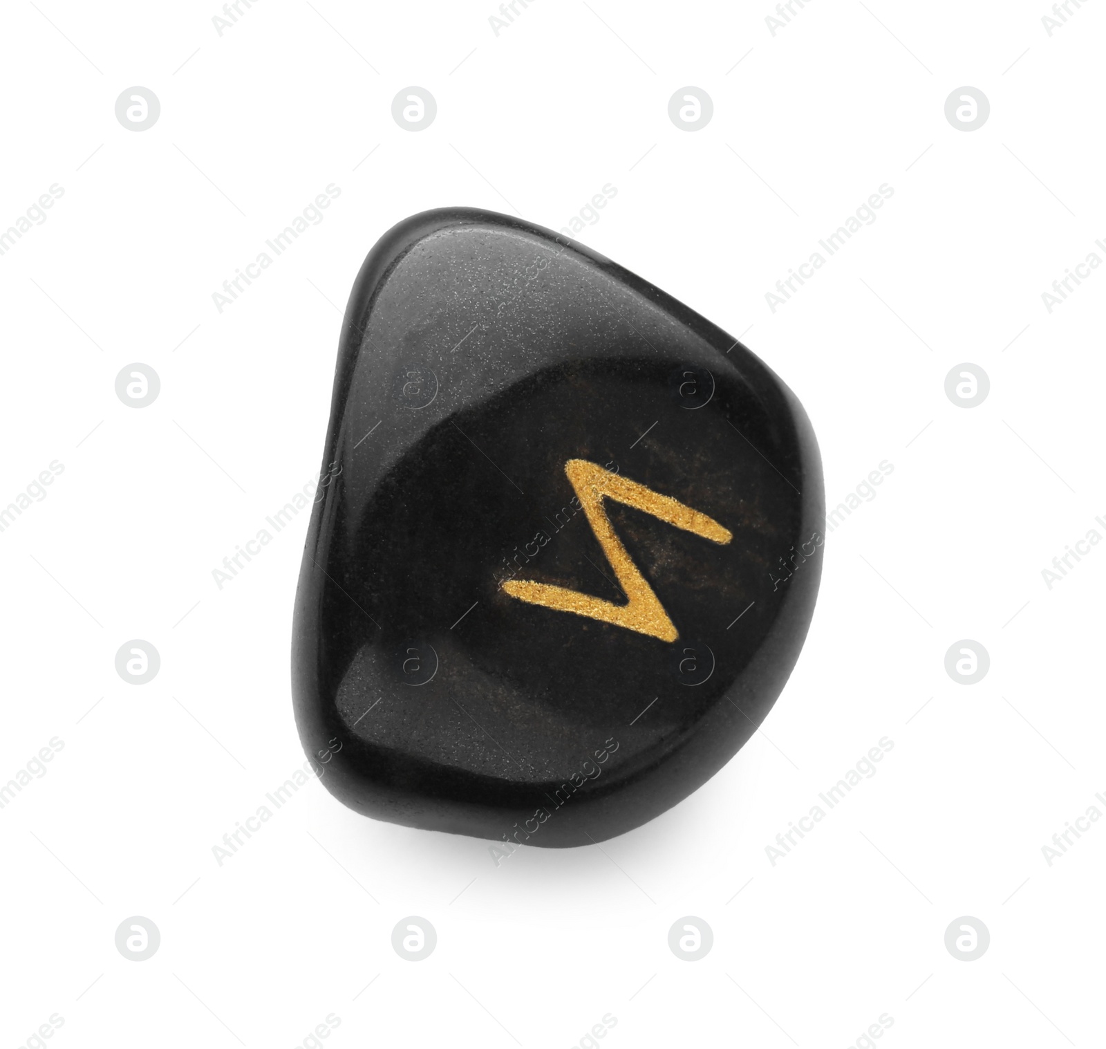 Photo of Black stone rune Eihwaz isolated on white