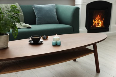 Photo of Modern living room interior with table and sofa