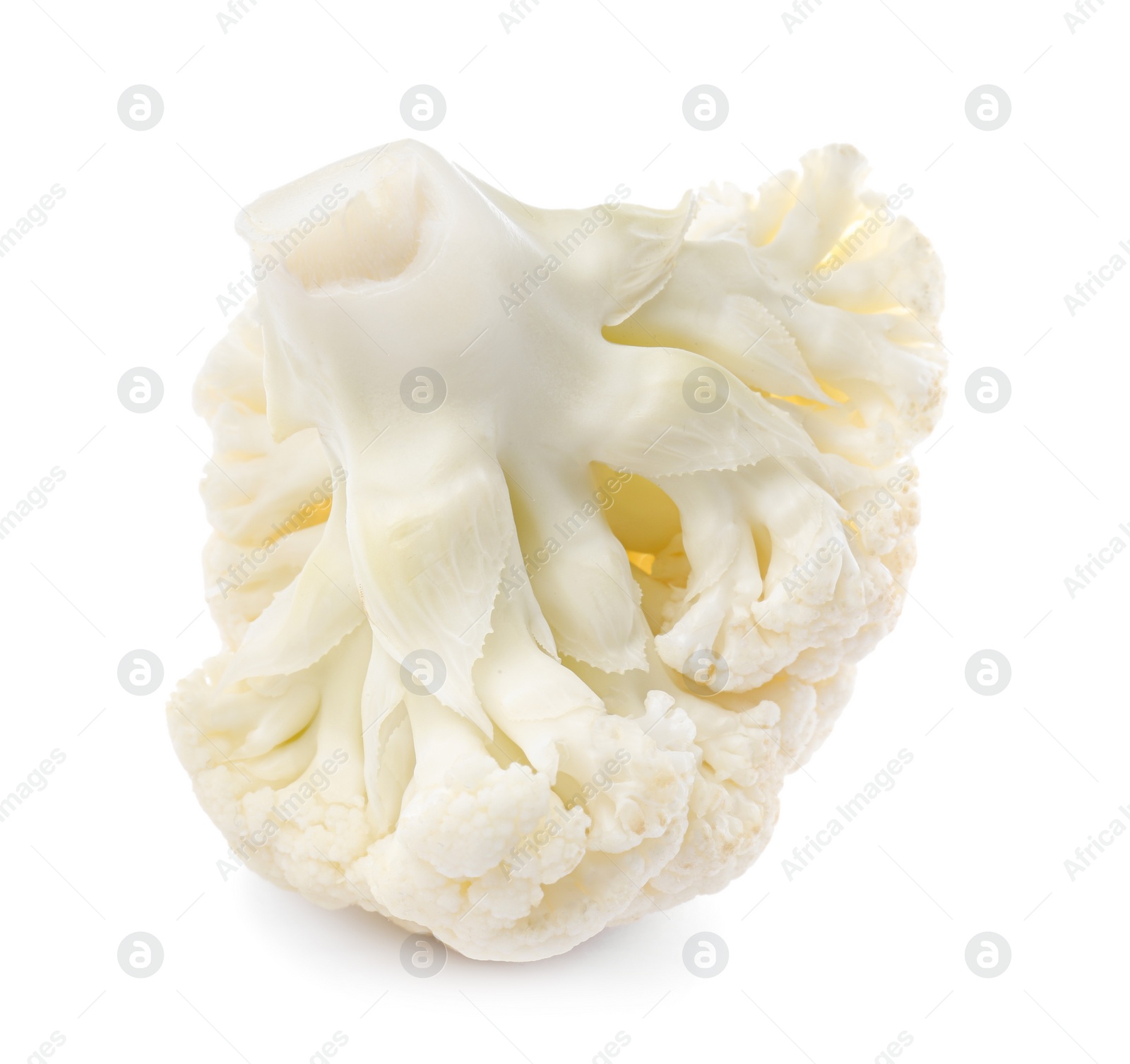 Photo of Cut fresh raw cauliflower on white background