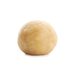 Photo of Making shortcrust pastry. Raw dough ball isolated on white