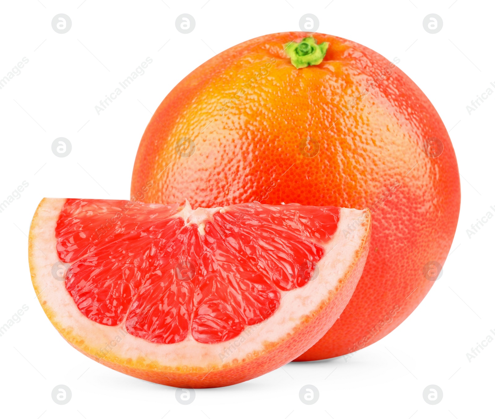 Photo of Fresh ripe grapefruits isolated on white. Citrus fruit