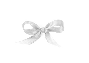 Image of White satin ribbon bow isolated on white