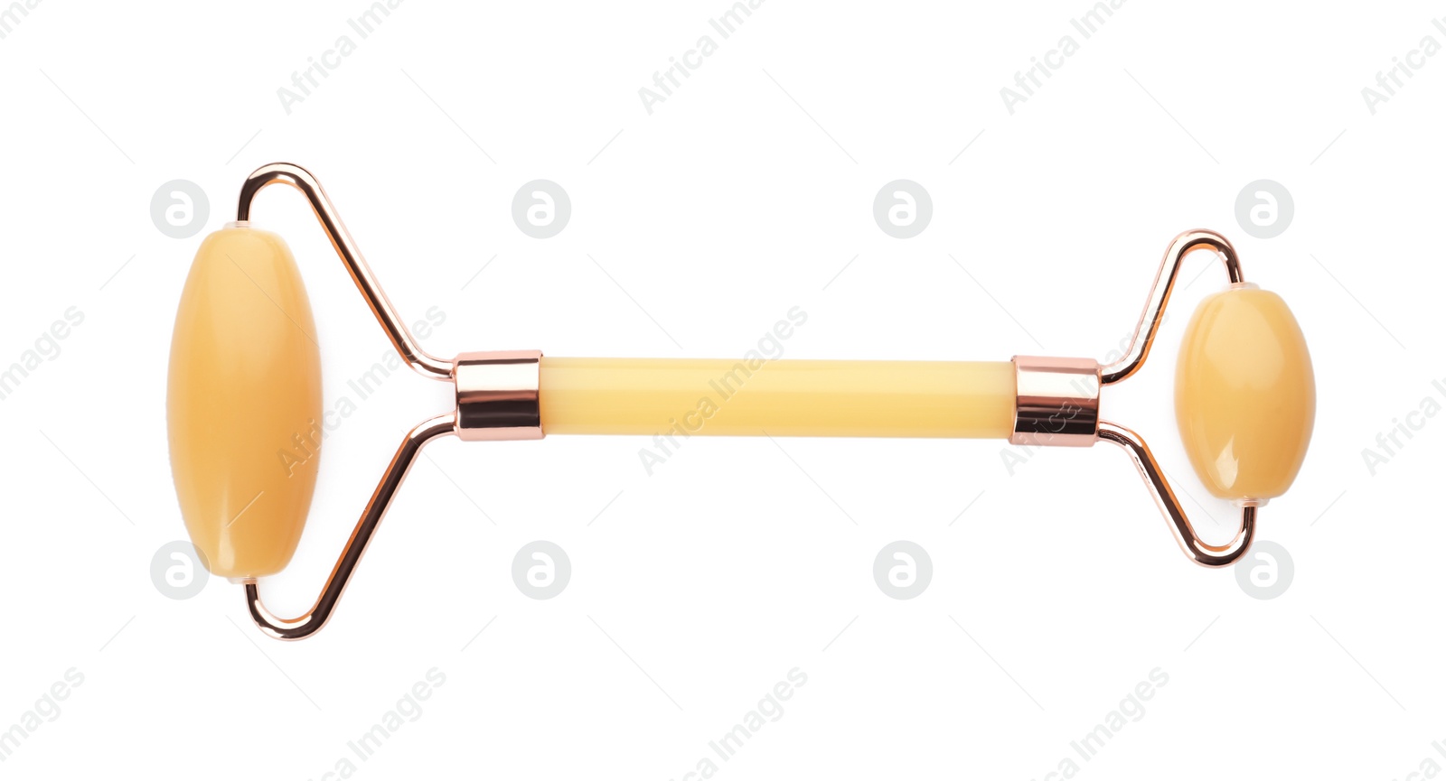 Photo of Natural jade face roller on white background, top view