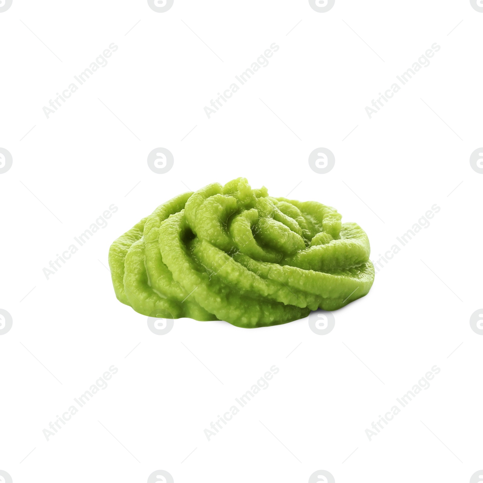 Photo of Swirl of delicious spicy wasabi paste isolated on white