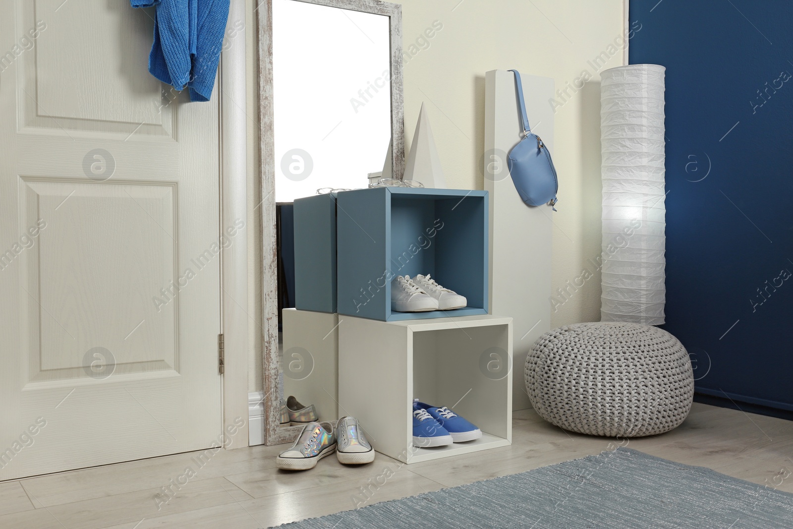 Photo of Cozy hallway interior with new stylish furniture