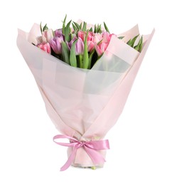 Beautiful bouquet of tulips isolated on white