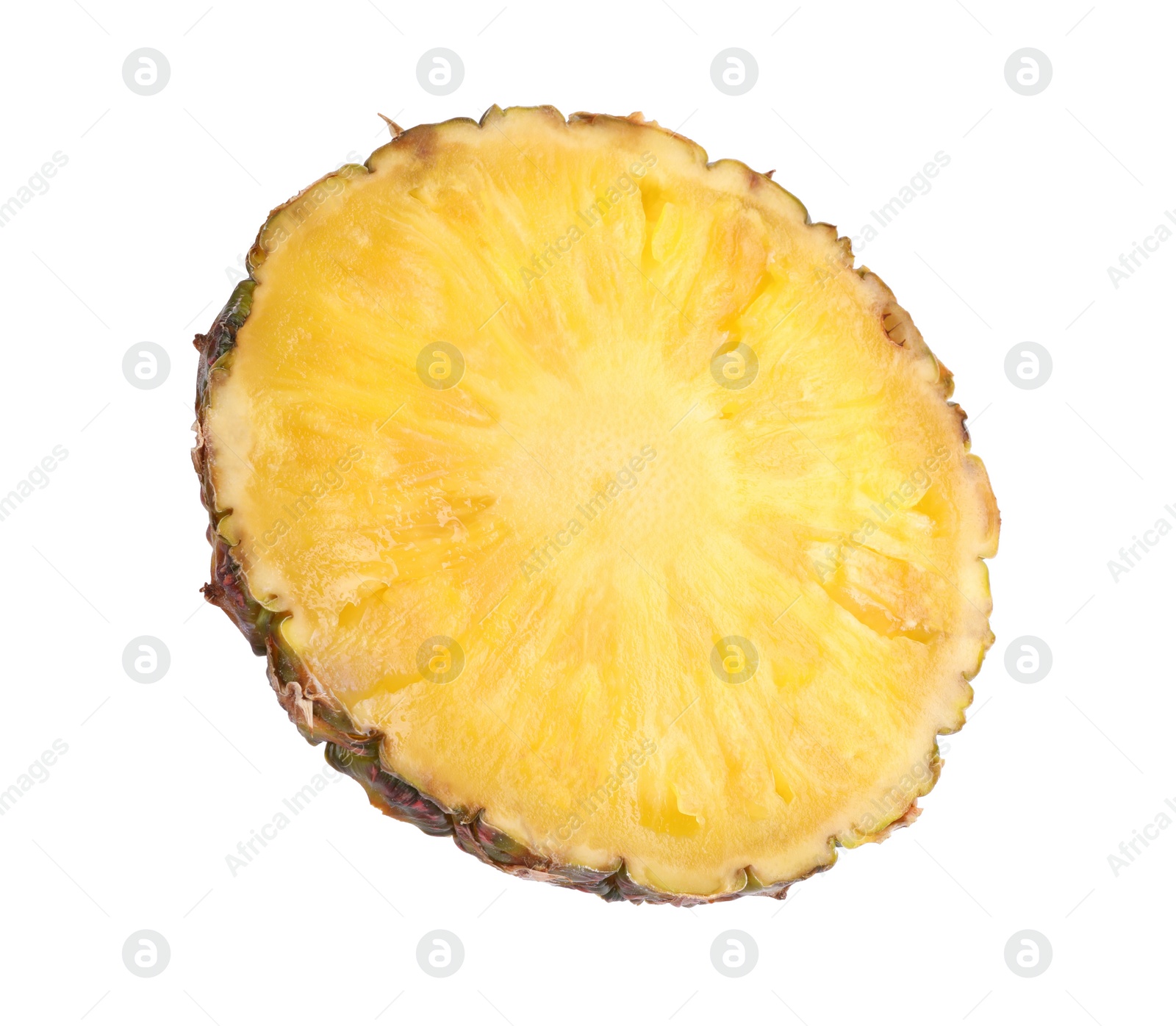 Photo of Slice of tasty ripe pineapple isolated on white