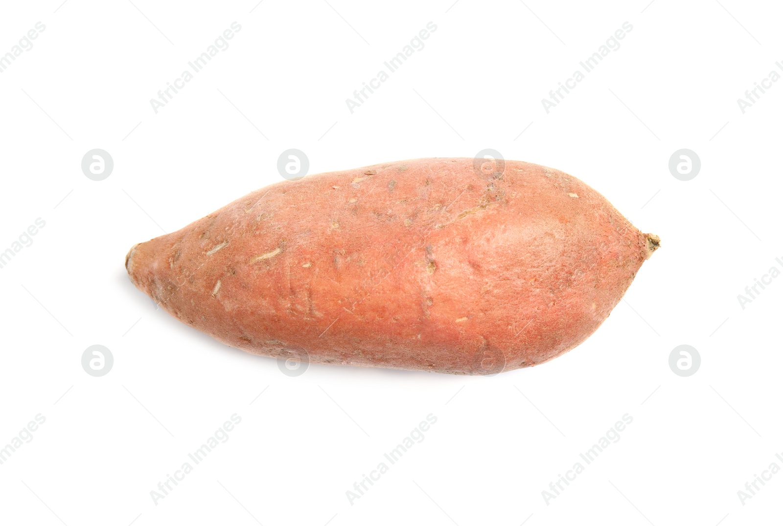 Photo of Whole ripe sweet potato on white background, top view