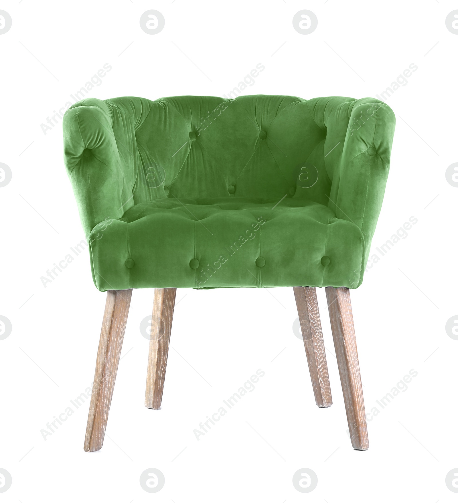 Image of One comfortable green armchair isolated on white