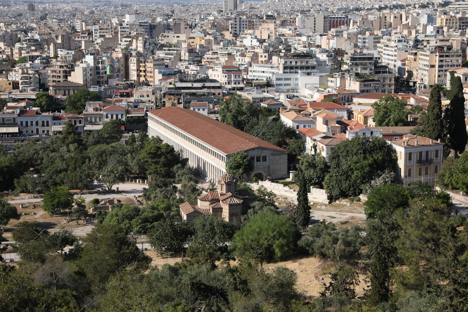 Photo of Picturesque view of cityscape with beautiful houses on sunny day