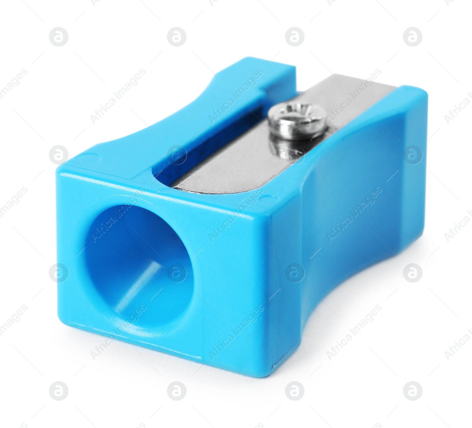 Image of Bright pencil sharpener isolated on white. School stationery