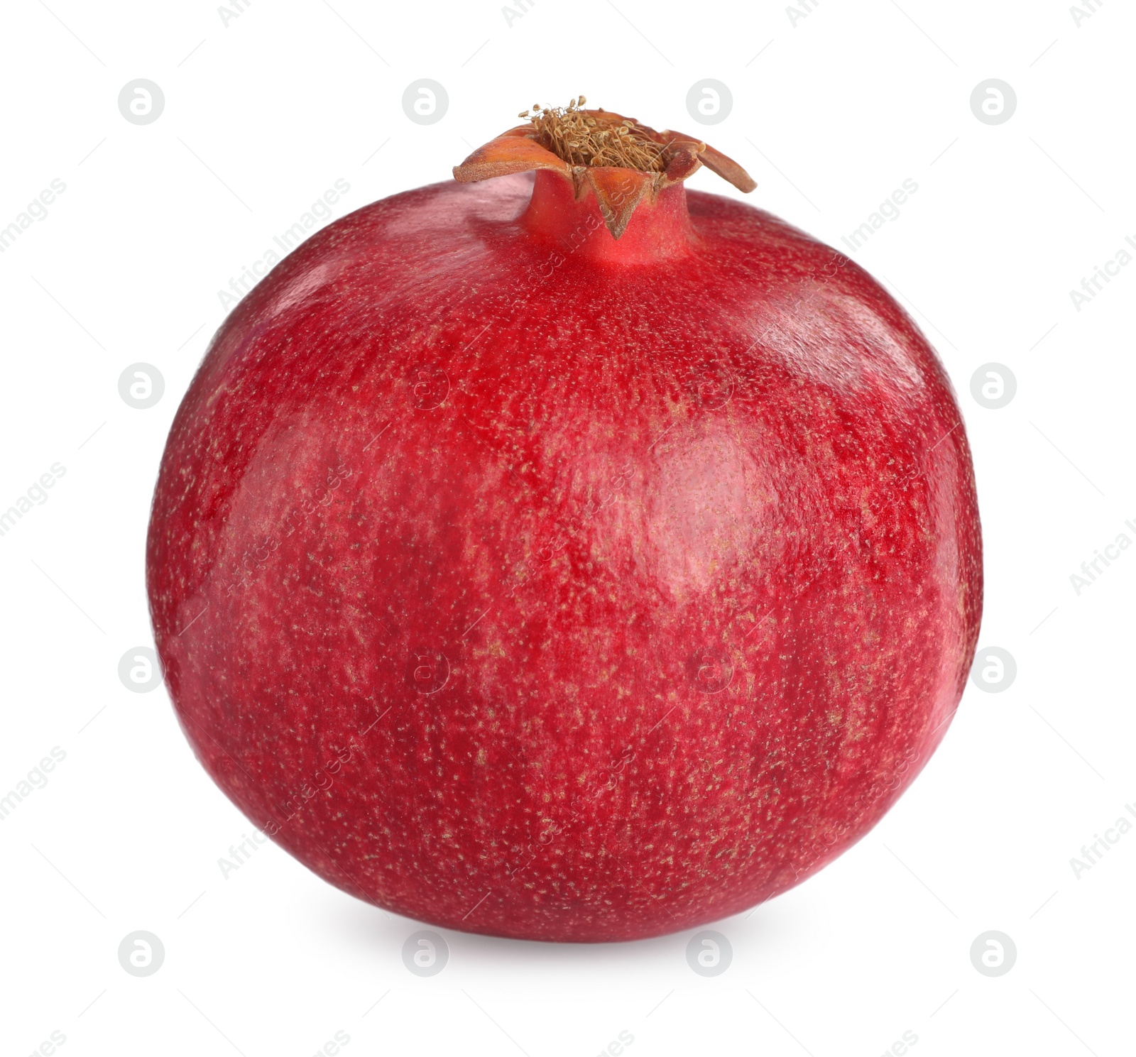 Photo of Fresh ripe pomegranate isolated on white. Exotic fruit
