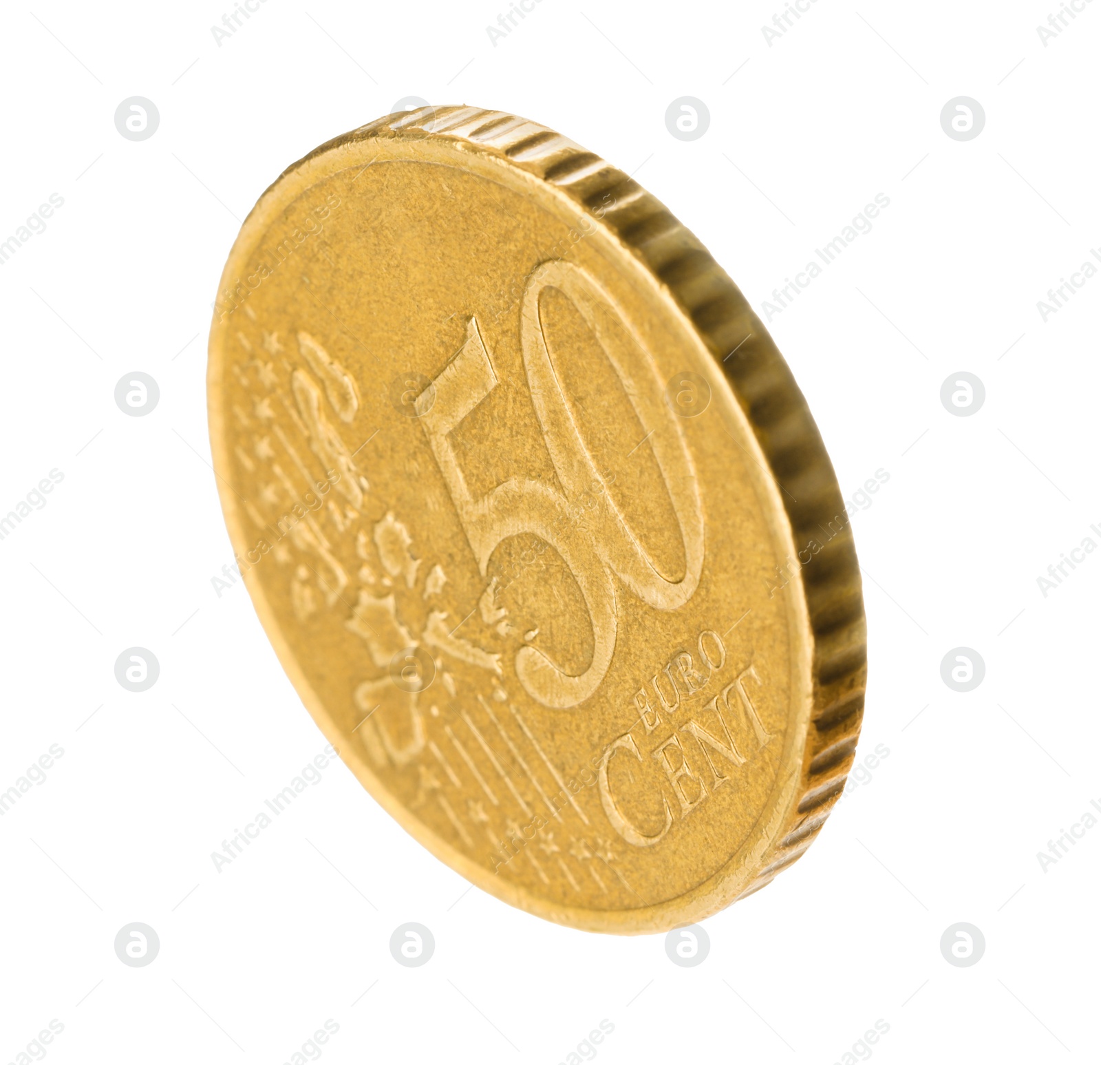 Photo of Fifty euro cent coin isolated on white