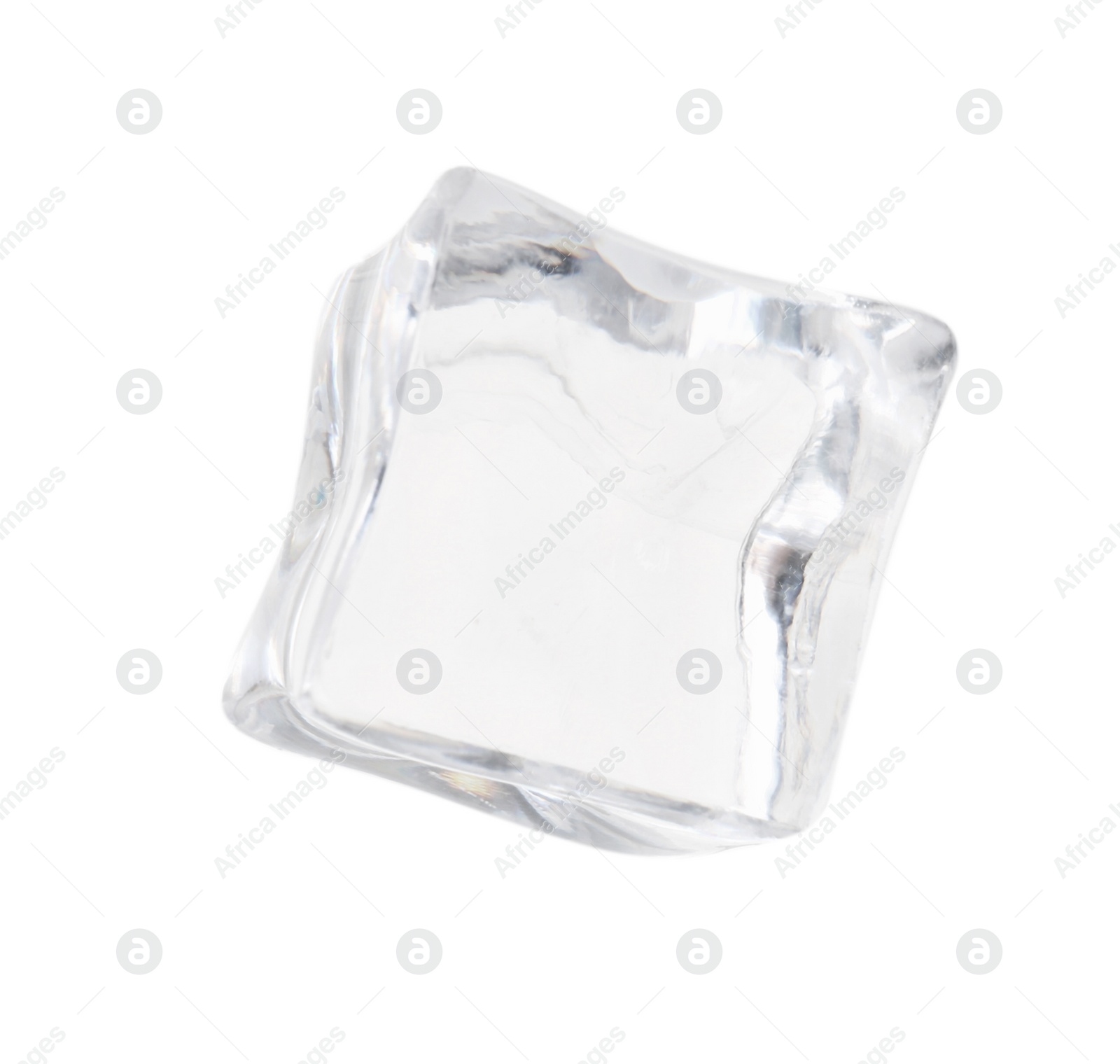 Photo of One crystal clear ice cube isolated on white