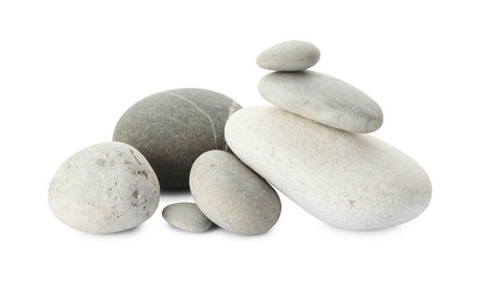 Photo of Group of different stones isolated on white