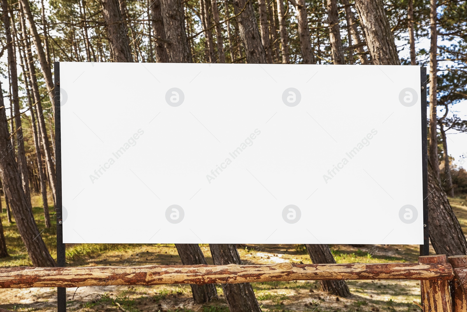 Image of Empty signboard in park. Mock-up for design