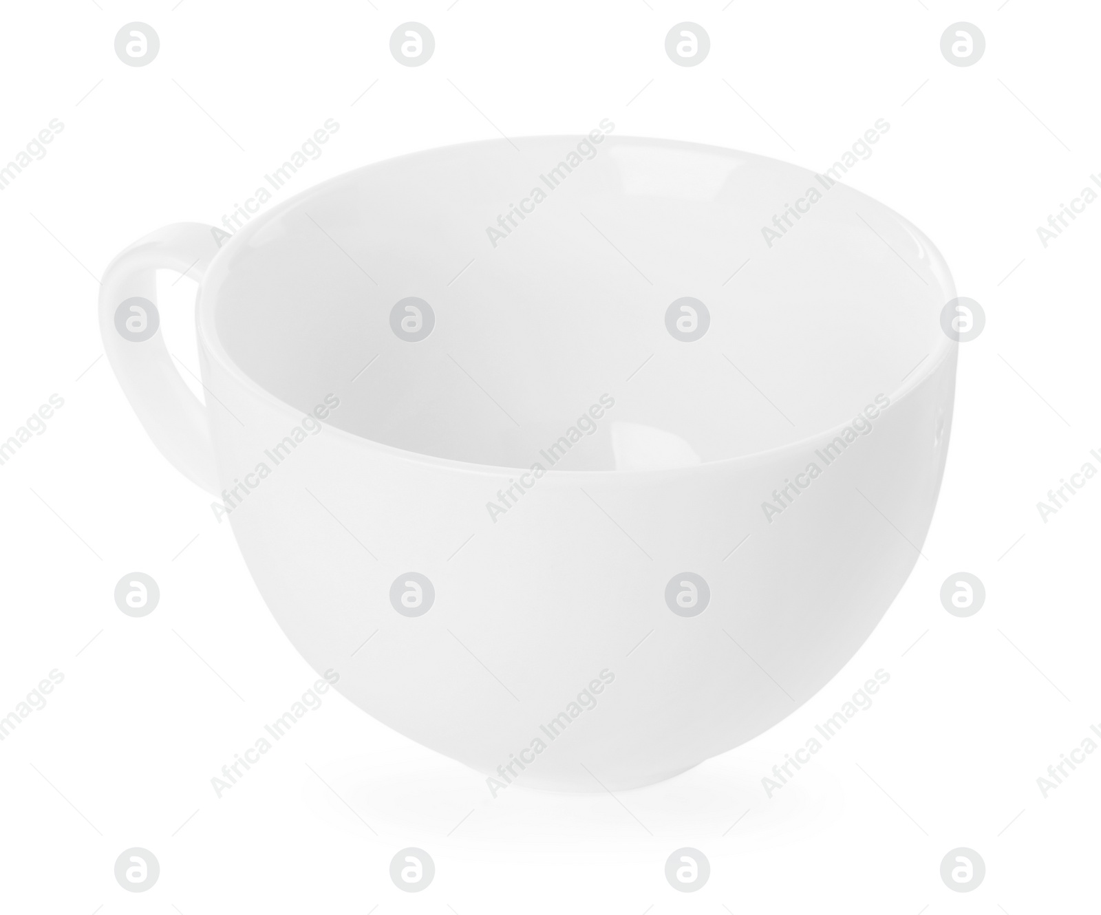 Photo of Ceramic cup isolated on white. Cooking utensil