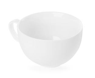 Photo of Ceramic cup isolated on white. Cooking utensil