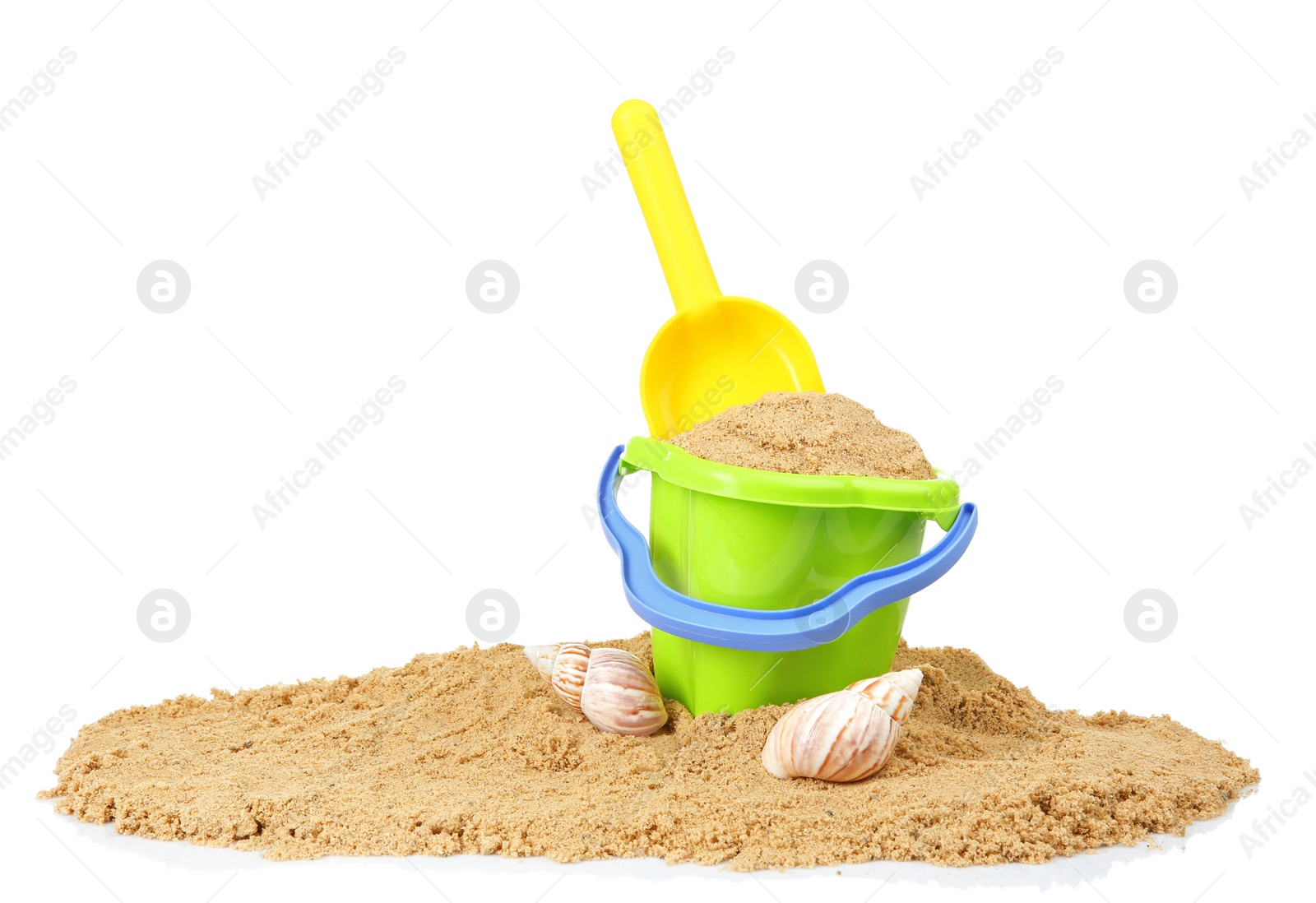 Photo of Composition with beach objects on white background