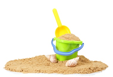 Composition with beach objects on white background