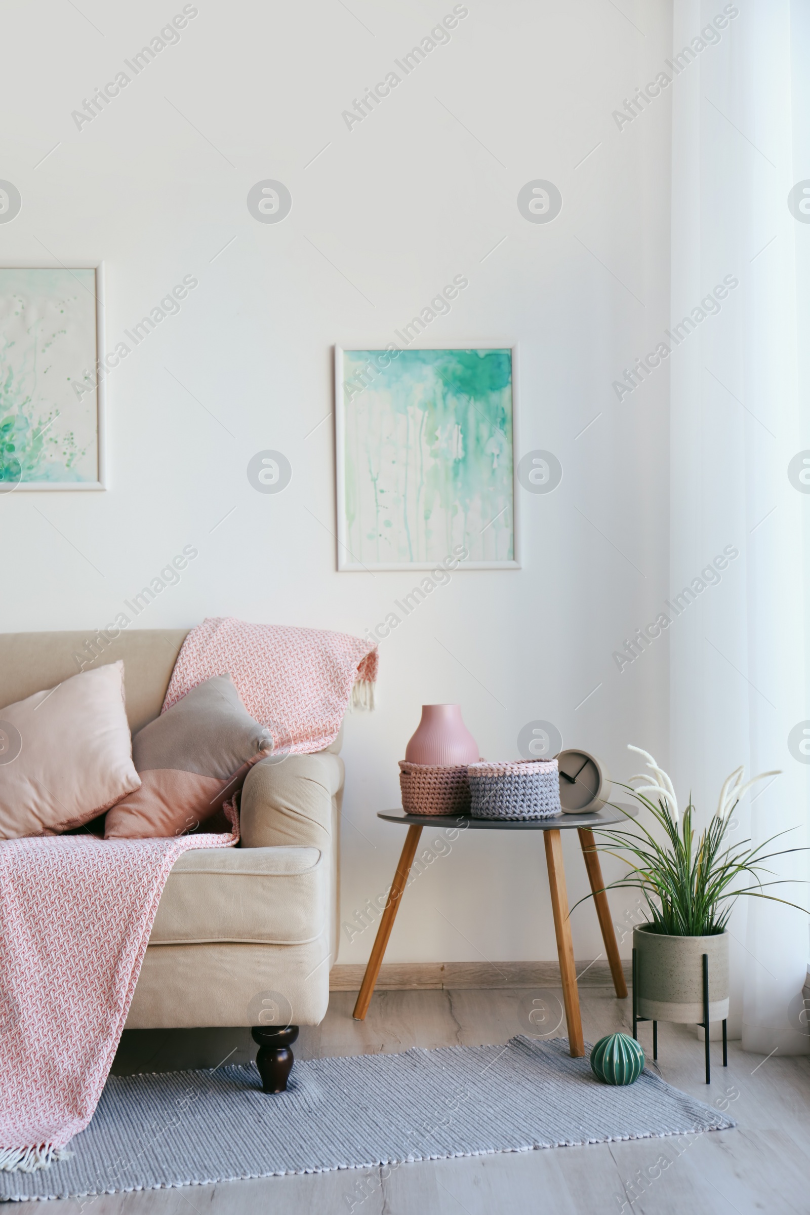 Photo of Living room interior with beautiful decorative elements