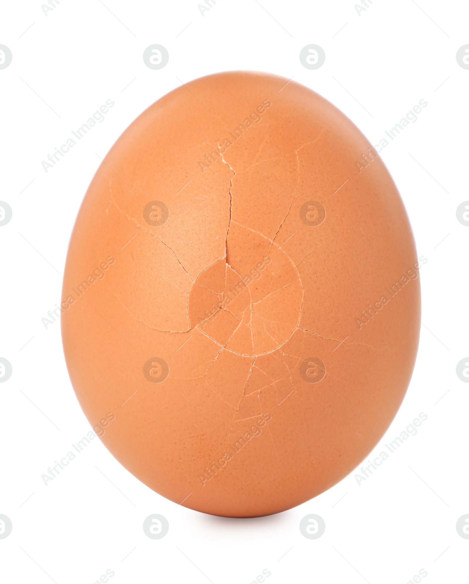 Photo of One cracked chicken egg isolated on white