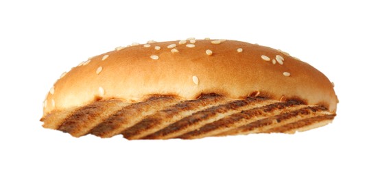 Photo of Half of grilled burger bun isolated on white